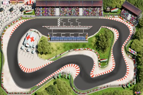 SkippiDoo racerbana – gatumatta och bilmatta för barn – barnrumsmatta med halkskydd, perfekt för lek med bilar, racingspår i formel 1-stil (180 x 120 cm)