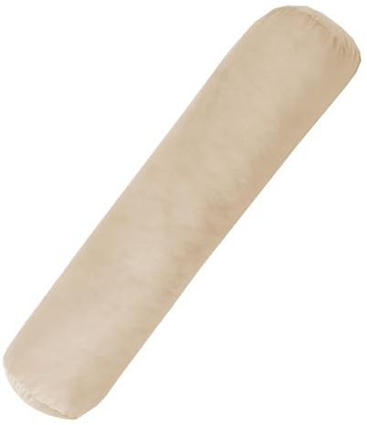 XIEMINLE Almohada cilíndrica redonda, cojín redondo extraíble, cojín de apoyo lumbar para reposabrazos, almohada de cama, cojín para dormir, almohada lumbar para cabecero (90 x 25 cm, beige)