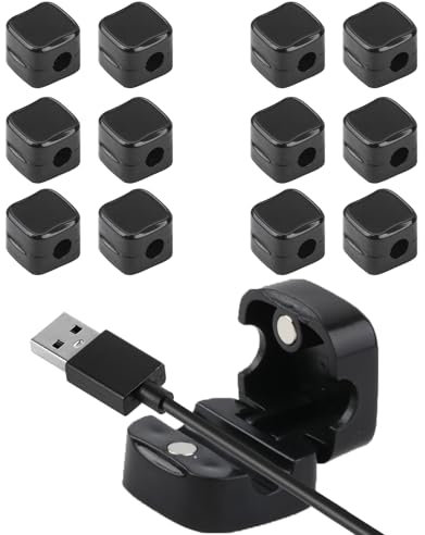 12 Pcs Magnetic Cable Clips, Holders, Desk Organisers, Self Adhesive Wire Management Tidy Clips for Phone Charging Cord Organizer Holder (Black)