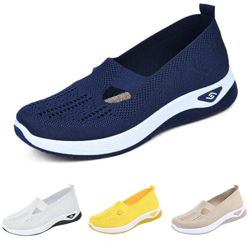 Scarpe Ortopediche Donna Senza Lacci Slip on Scarpe da Ginnastica Donna Senza Lacci Tennis Running Memory Foam Ortopediche Running Camminare Casual Lavoro Comode Sneakers (C Blue, 40)