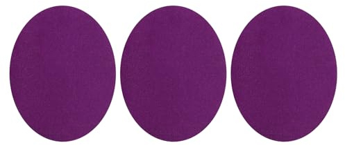 Kvartsman 3 stycken lappar för strykning, 140 x 110 mm armbågar knän mockatyg lappar, ovala stryklappar lappar för reparation lappar, kläder, hantverk, byxor, skjortor, lila
