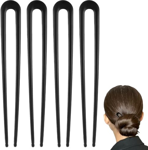 Kifmurase 4 Stück French Hair Pin Metall Französische Haarnadel, Schwarzer U-Förmige Haargabel Groß Haarpin, 15cm French Twist-Haarnadeln für Frauen Mädchen Alle Haartypen Frisurenzubehör