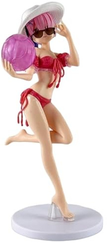 RAM REM Figure, Maillot De Bain Tenant Un Anime À Balle en Cristal 23cm / 9.1 Pouces PVC Cosplay Modèle pour Les Ventilateurs D'anime Cadeau (b)