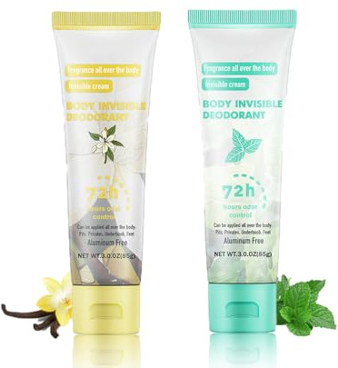 Lot de 2 gel anti-transpirant pour transpiration forte, anti-transpirant pour visage, mains et pieds, crème déodorante pour le corps 72 heures, protection contre la transpiration intense et les odeurs