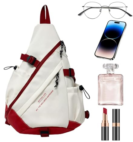 Slingväska – paket med lediga studenter, sportig bagageutrymmesväska | Dagpaket med kapacitet för camping, vandring, fitness, utomhusresor, gym, skola, l, Färg: röd, Se référer au