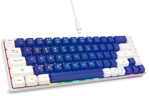 GEODMAER 65% Gaming Keyboard, LED Backlit Mini Wired Keyboard, Ultra-Compact Anti-Ghosting No-Conflict 68 Keys Membrane Gaming Wired Keyboard for PC Laptop Windows Gamer