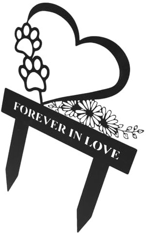 VANZACK Plaque Commémorative Chien Métal Résistante Aux Intempéries Marqueur Funéraire Jardin Extérieur avec Piquet Décoration de Pelouse pour Mémoire de Compagnon à Quatre Pattes