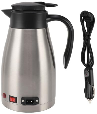 Tyenaza Bouilloire de Voiture électrique 12 V 96 W Portable en Acier Inoxydable 1300 ML Chaudière à Eau de Voiture électrique de Grande capacité, pour Les Voyages en Plein air