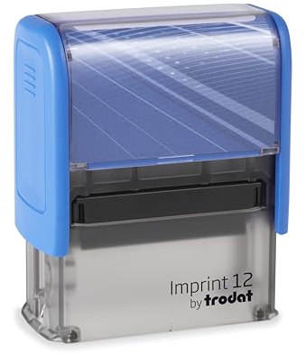 Timbro Trodat Imprint 12 Timbro Autoinchiostrante Personalizzabile, 47x18 mm, per Ufficio, Aziende, Medici, Avvocati e Professionisti, 5 Righe di Testo (Blu)