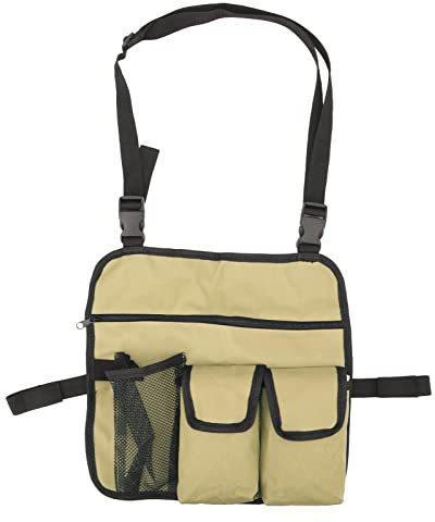 Daodeduowe Borsa da bracciolo per Sedia da Spiaggia, Organizer per Sedia da Esterno con Tasche Multiple, Borsa in Tessuto Oxford 600D per Campeggio, Pesca, Spiaggia, Sedia a rotelle e Sedia (Cachi)