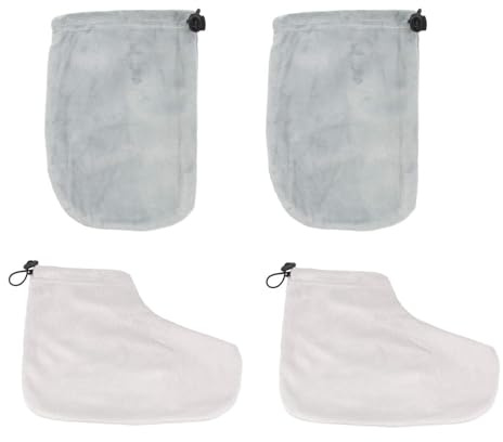 MOBUTOFU Juego de 2 Pares de Guantes y Botines Térmicos para Terapia de Parafina, Algodón Aislante, Protección para Manos y Pies en Salón, Spa y Cuidado Personal Color Aleatorio