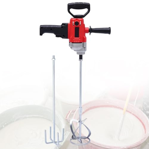 HKFGSHOP Set Trapano-Miscelatore Elettrico Portatile da 3000 W, Miscelatore per Malta da Cemento, con Impugnatura E 6 velocità Regolabili per Cemento, Intonaco, Malta E Vernice
