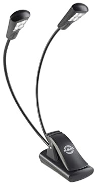K & M Dual Gooseneck Music Stand Light with 4 LEDs