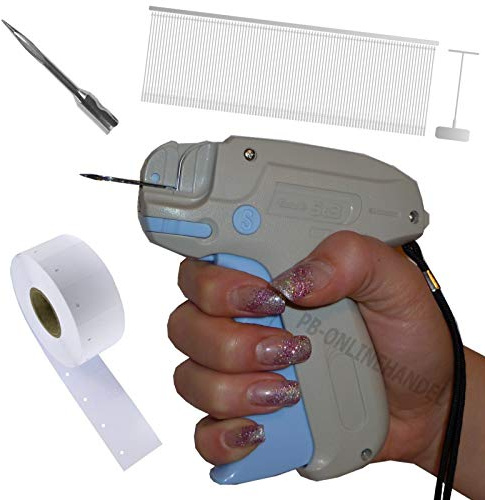PB-Onlinehandel Etikettierpistole Banok 503S Standard [Set 2] + 1.000 Micro-Heftfäden + 1.000 Kartonetiketten auf Rolle 30x40mm + 1 Ersatznadel Etikettiergerät Tag Gun