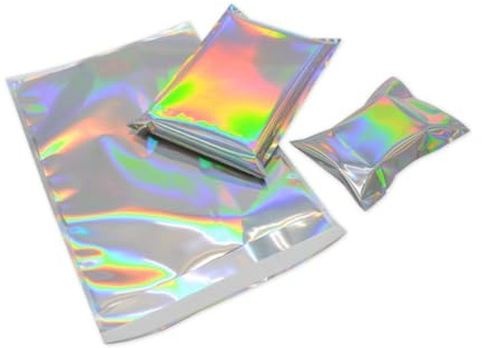 100Pcs Poly Mailers Holographic Metallic Aluminum Foil Glitter Bag Shipping Envelopes Mailing Self Sealing Envelope Packaging Pouches Mylar Bags Storage Bags 4.5×6.5in (11.5×16.5cm)