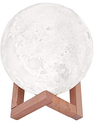 TOPCHANCES Mondlampe 3D Gedruckt Mondlicht Nachtlicht LED Lunar Fernbedienung Tischlampe Dimmbar Helligkeit Warm und Kaltweiß Lunar Schreibtischlampe für Kinder Geschenk Freundin Geschenk (20,1 cm)