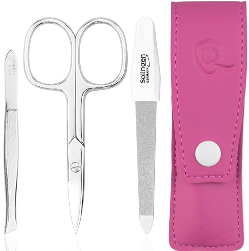 Forbicine e Pinzette – Set Manicure Professionale con Custodia in Similpelle. Include strumenti per Mani e Piedi, ideale per unghie curate. Perfetto come kit da viaggio, pratico ed elegante
