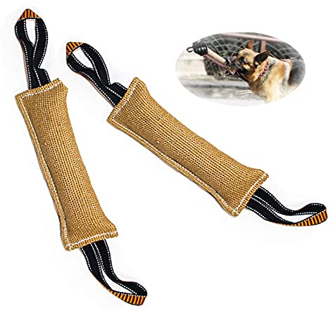 ZUOMENDY18 Beisswurst für Hunde Jute Training Hundespielzeug Sehr Robustes Hundespielzeug Jute Training Beisswurst für Hunde Tauziehen und Zerrspiele mit Hund 2 Stück