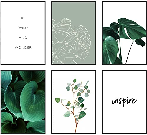 Hambient Stampe da Parete per Quadri Moderni Soggiorno, Camera da Letto - Decorazioni Casa, Cucina, Bagno (21 x 30 cm - Senza Cornici, Botanica Foglie Verdi)
