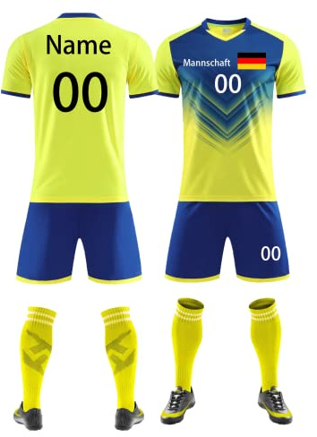 Benutzerdefiniert Trikot T-Shirt Shorts 2 Teiliges Set Jeder Name Nummer Team Logo - Fußballtrikot Kinder Männer Jungen Personalisierte Fußballtrikots