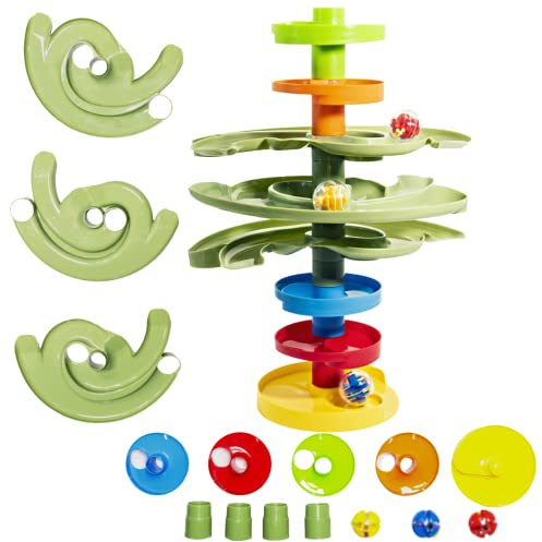 WEofferwhatYOUwant Double Plus Ball Drop – Torre con Rampe Interattive e Palline Grandi – Gioco Educativo Montessori per Bambini 9M+ – Stimola Coordinazione, Sensoriale, Regalo Perfetto