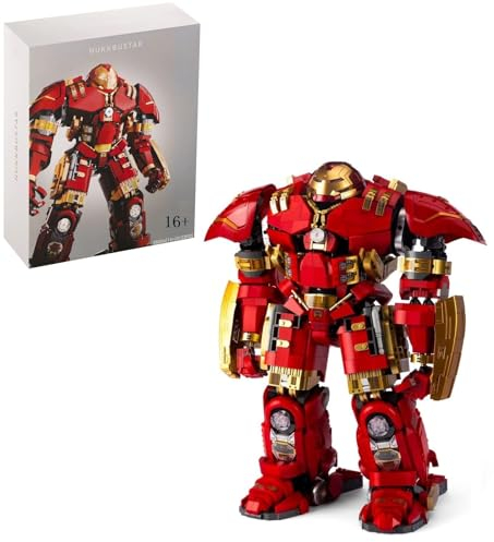 Auforua Technik Hulkbuster Modellbausatz mit LED-Beleuchtung, 4123-tlg groß MOC Klemmbausteine Hulkbuster Set, Sammlergeschenk für Erwachsene