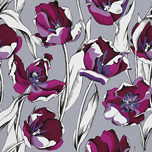 HEKO PANELS Stoff Oxford Wasserdichte Meterware Canvas-Stoff Polyester Nähstoff Dekostoffe Handwerken Wasserabweisend Blickdicht Blumenmuster Blumen Aquarell Wasserfarbe 5 Meter 155 x 500 cm DX2029