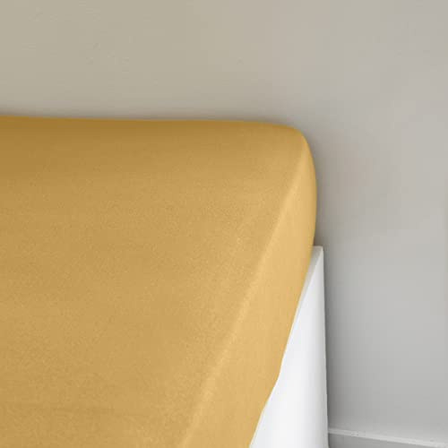 TODAY Essential – Spannbettlaken, 90 x 190 cm, Einzelbett, 100% Baumwolle, einfarbig, Ocker