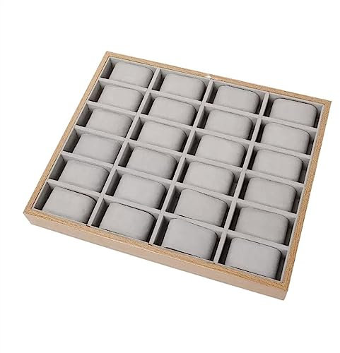 CLoxks Uhrengehäuse 24-Gitter-Uhren-Organizer mit großem Fassungsvermögen, Schmuck-Display-Sammelbox, leichte Luxus-Uhren-Display-Ablage aus Holz Uhrenbox