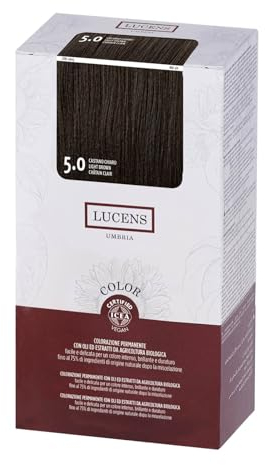 Lucens 5.0 Castano Chiaro - Kit Colorazione Capelli Permanente Senza Ammoniaca Con Oli ed Estratti da Agricoltura Biologica