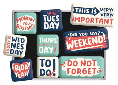 Nostalgic-Art Retro Kühlschrank-Magnete, 9 Stück, Happy Week – Geschenk-Idee mit tollem Spruch, Magnetset für Magnettafel, Vintage Design | Magnetset für Magnettafel, Vintage Design, Geschenk-Idee mit Spruch