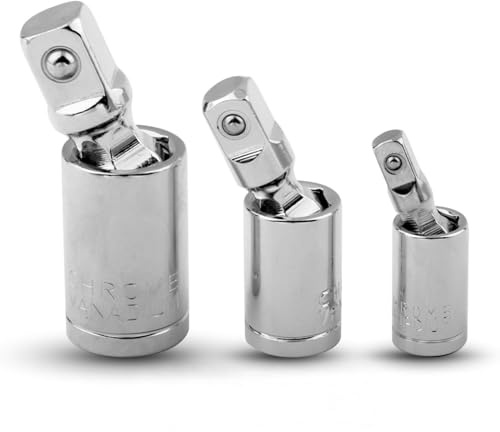 Juego de 3 adaptadores de llave de impacto universal de impacto de 1/4 pulgadas, 3/8 pulgadas, 1/2 pulgadas, barra de extensión de enchufe flexible, herramienta manual de manga universal