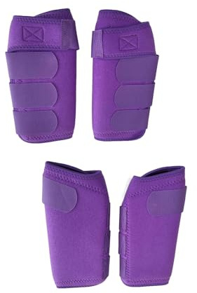 Milageto 4-teiliges Pferdestiefel-Set, Pferdeschutz, Wiederverwendbare Unterstützung, verstellbare Neopren-Beinabdeckungen für den Außenbereich, bequem, LILA, 27CM