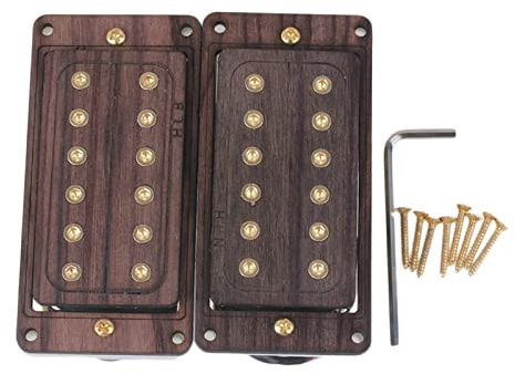 2 X E-Gitarre Rose Holz Humbucker Pickups Halsbrücke 50mm / 52mm Mit Rahmen Zubehör (Color : Gold)