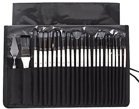 Pinsel-Set aus Nylon für Künstler mit Aufbewahrungsbox, Malerbedarf für Aquarell, Acryl, Palettenmesser, Ölgemälde (D 1)