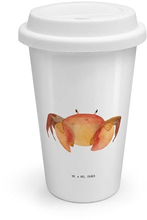 Mr. & Mrs. Panda To Go Becher Sternzeichen Krebs - Geschenk, Horoskop, Geburtstag Juni, Aszendent, Mehrweg Kaffeebecher, Thermotasse, Krebs Geschenk,