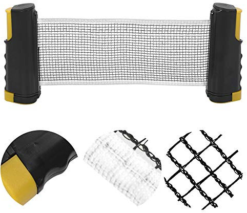 Bordtennisnät, Bordtennisnät Bärbart Plastpolyester Bomull Teleskopiskt Justerbart Bordtennisnät Bordtennisnät 5,5x7,5 Tum för Bord med en Tjocklek på Mindre än (Vågkant gul och