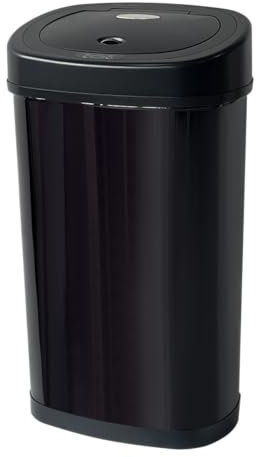 Rijoka Poubelle avec capteur - 50 litres - Inox - Soft Close - Sans traces de doigts - Design moderne - Noir