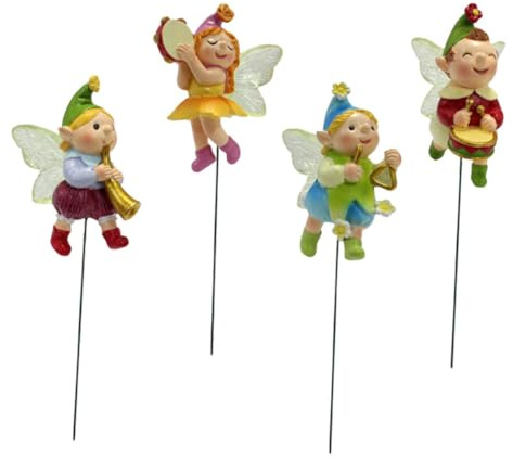 Toyvian 4 Stück Gartenstecker Dekofiguren für Bonsai Töpfe Charmante Gartenornamente für Innen und Außenbereich als für Pflanzenliebhaber