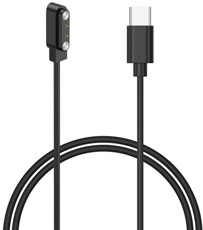 Amzpas Chargeur Montre Connectée,2 Pins 4mm USB C Câble de Chargement Magnétique, Câble de Recharge pour Montre Intelligente (60cm)