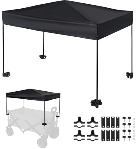 Acclcors Bollerwagen Dach Sonnendach, Faltbares Wasserdichter Handwagen Dach Tragbarer Bollerwagen Dach für Camping, Picknick, Angeln(L76*W44*H45CM)