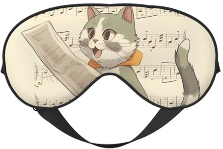 Augenmaske zum Schlafen, Cartoon-Singende Katzen, Schlafmaske mit verstellbarem Riemen