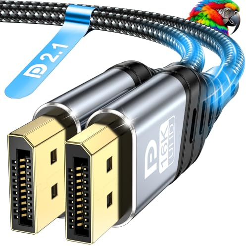 ZEENVIC DisplayPort Cable 3 m 2.1, 16K DP Cable 16K@60Hz, 8K@120Hz, 4K@240Hz/165Hz/144Hz 80Gbps, Supports HDR, FreeSync, G-Sync, DSC 1.2a, HDCP 2.2 for Gaming Monitor, Laptop, Graphics
