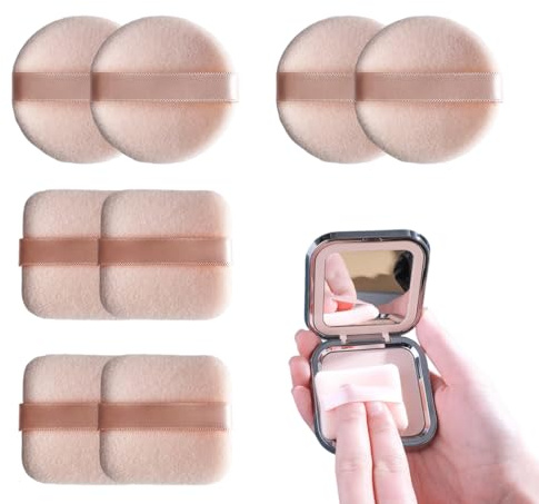 VONJUMA 8 Pcs Houpette Maquillage Houppettes En Coton Doux Pressé Pour Poudre Libre Poudre Fixante Poudre Corporelle Fond De Teint
