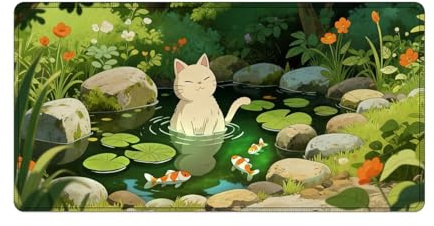artslion Großes Mauspad Gaming Mauspad 800 x 400mm für Frauen Katze in Einer heißen Quelle Designs – XXL Mousepad rutschfeste Unterseite Schreibtischunterlage für Büro, Zuhause & Gaming