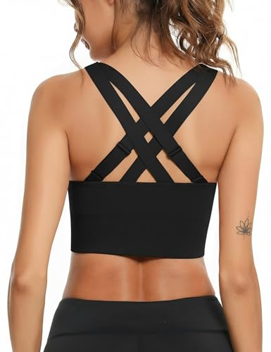 Litherday Sports Bra for Women High Impact Max Control Sports Bras for Women Adjustable Removable Padding Yoga Gym Crop Top Black XL