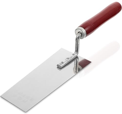 Hoement Truelle à Ciment et Truelle de Maçon en Acier Inoxydable Poignée Bois Rivetée, Outil de Finition pour Plâtre et Béton, Usage Professionnel, Usage Chantier