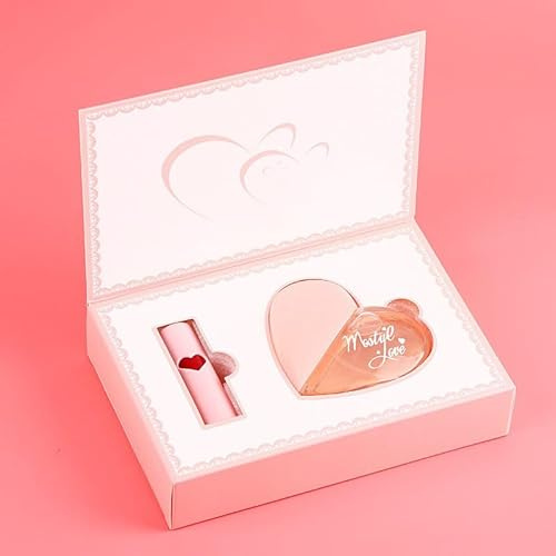 Ladies Perfume Day Box with Perfume + Lipstick, Discover The Ultimate Long Lasting Light Fragrance, Rose Sweet Lingering Fragrances, Portable Women Fragrances, Gifts for Women (B)