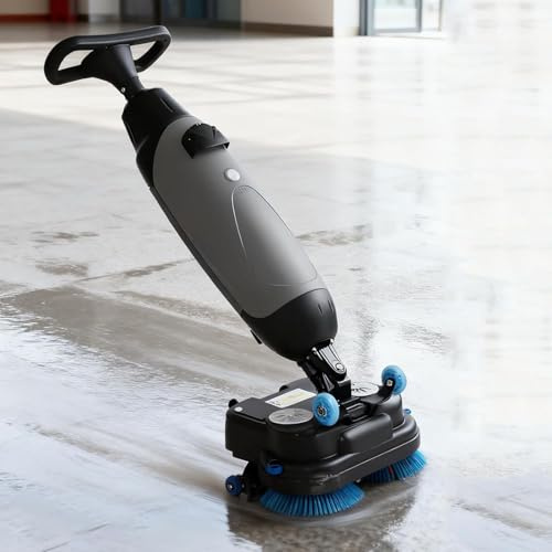 LZDOYY Autolaveuse autoportée, Largeur de Lavage de 43 cm, Puissance de brossage de 2 x 250 W,capacité de Nettoyage de 1200 m²/h, pour parquets, carrelages, terrazzo, marbre et sols en Ciment Grey