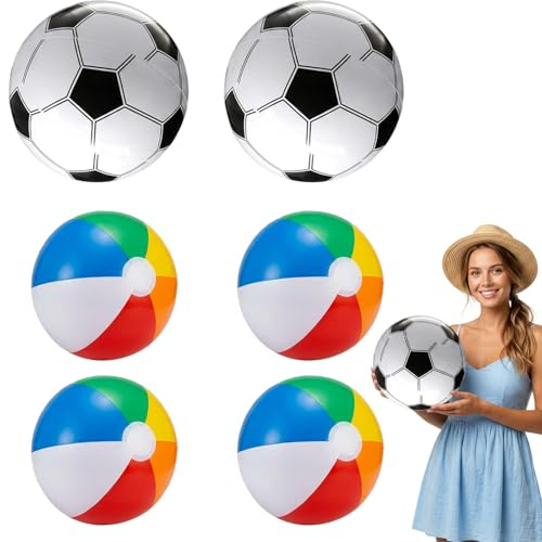 ELYIQI 6 Stück Wasserball, Beachball, Aufblasbarer Wasserball, für Garten und Pool, Zwei 40 cm Fußbälle und Vier 30 cm Bälle in Regenbogenfarben, Ideal für Urlaub Und Freizeitaktivitäten